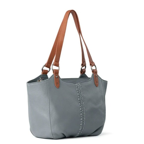 NWT The Sak Bolinas Leather Satchel in Dusty Blue $239 MSRP Everyday Tote - Picture 2 of 9